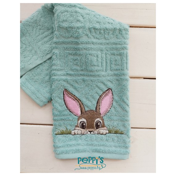 Кухненска кърпа с бродерия  Великденски заек