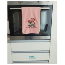 Кухненска кърпа с бродерия макове и "Честит празник"