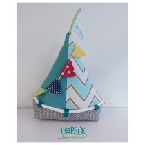 Мини персонализирана възглавничка за бебе от памук Платноходка Мини персонализирана възглавничка за бебе от памук Платноходка