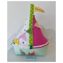 Мини персонализирана възглавничка за бебе от памук Платноходка Мини персонализирана възглавничка за бебе от памук Платноходка